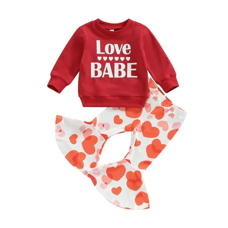 Valentine s Day Toddler Girls Clothes Set Letter Print Long Sleeve Sweatshirts and Heart Print Flare Pants 2Pcs Suit
Valentine s Day Toddler Girls Clothes Set Letter Print Long Sleeve Sweatshirts and Heart Print Flare Pants 2Pcs Suit