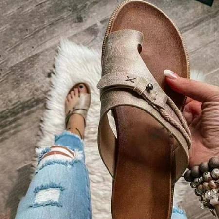 Yesbay Women Beach Slippers Flat Retro Faux Leather Slip-on Open Toe Anti-slip Summer Casual Flip Flops Slides Footwear
Yesbay Women Beach Slippers Flat Retro Faux Leather Slip-on Open Toe Anti-slip Summer Casual Flip Flops Slides Footwear