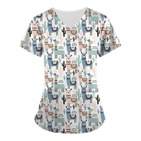 Work Shirts for Women Print V Neck Professional Scrub Tops Summer Nursing Tee Shirt Blouses with 2 Pockets
Work Shirts for Women Print V Neck Professional Scrub Tops Summer Nursing Tee Shirt Blouses with 2 Pockets