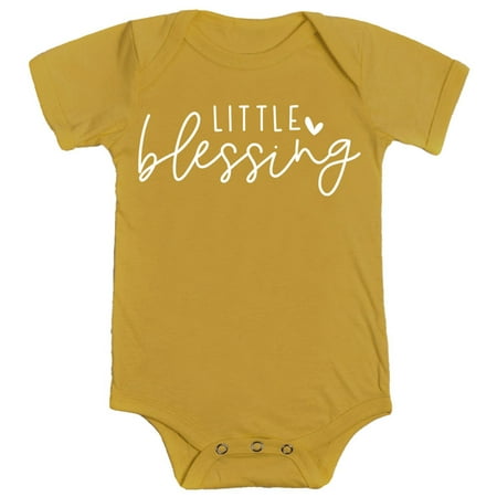 Little Blessing Heart Newborn Baby Girls Outfit White on Mustard Bodysuit Newborn