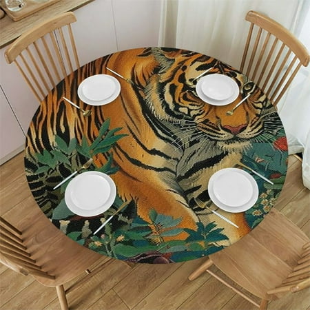 SHERONV Tiger Flowers Round Table Cover Stain Resistant Washable Indoor Outdoor Kitchen Dining Wedding Parties Tablecloth 100% Polyester Fiber 54 -58 
SHERONV Tiger Flowers Round Table Cover Stain Resistant Washable Indoor Outdoor Kitchen Dining Wedding Parties Tablecloth 100% Polyester Fiber 54 -58
