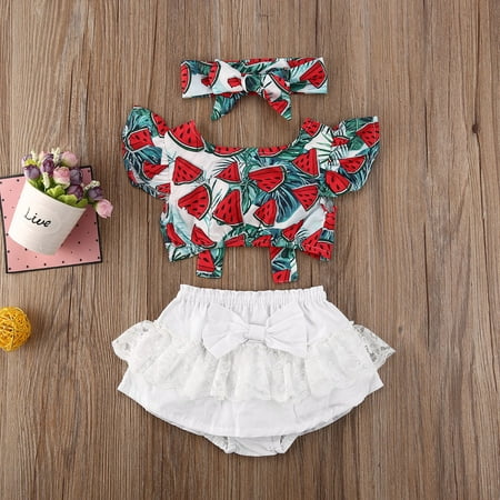 Binpure Newborn Baby Girl Clothes Watermelon Crop Top Shorts Summer Outfit