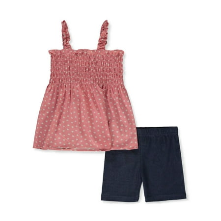 Girls Pink Girls 2-Piece Bike Shorts Set Outfit - pink/multi 2t (Toddler)