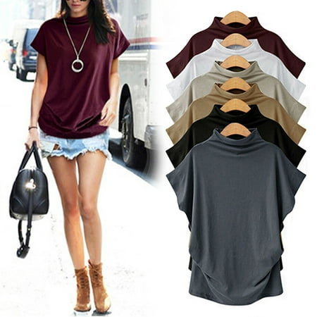 Multitrust Ladies Batwing Sleeve Baggy Oversized Loose Fit Turn up Women O Neck T-Shirt Top