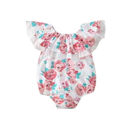 Calsunbaby Infant Baby Girl Summer Jumpsuit Flower Print Sleeveless Ruffled Lace Trim One-Piece Romper
Calsunbaby Infant Baby Girl Summer Jumpsuit Flower Print Sleeveless Ruffled Lace Trim One-Piece Romper