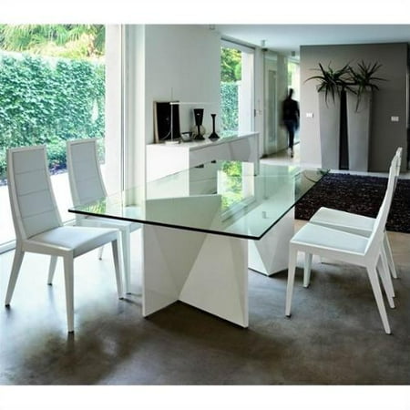 Rossetto Sapphire 5 Piece Glass Top Dining Table Set in White