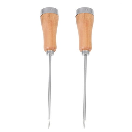 2Pcs Wooden Handle Breaking Ice Tools Stainless Steel Ice Picks (Khaki)