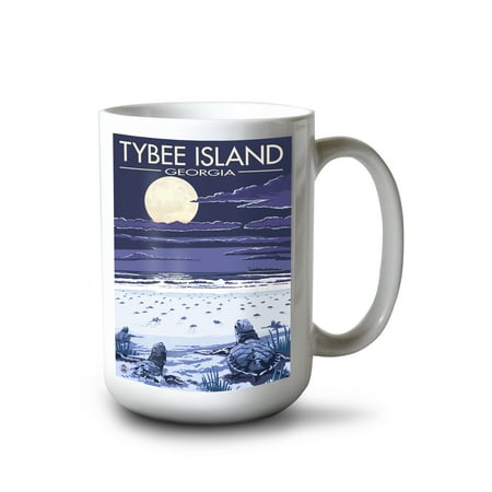 15 fl oz Ceramic Mug Tybee Island Georgia Sea Turtles Hatching Dishwasher & Microwave Safe