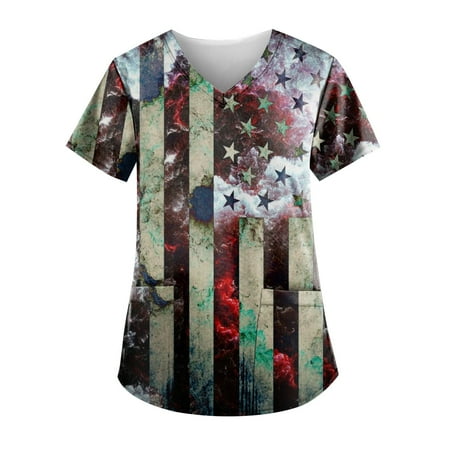 Sksloeg Spring Printed Scrub Tops for Women Breathable American Usa Flag Pattern Short Sleeve V Neck Loose Cotton Shirts Stretchy V-Neck Scrub Top with Pockets Blue XXXXXL
Sksloeg Spring Printed Scrub Tops for Women Breathable American Usa Flag Pattern Short Sleeve V Neck Loose Cotton Shirts Stretchy V-Neck Scrub Top with Pockets Blue XXXXXL