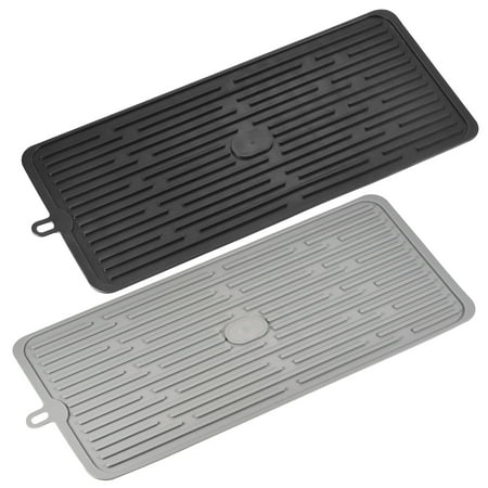 Uxcell Silicone Dish Drying Mat 2Pcs 18.5 x 8 Kitchen Countertop Drain Mat for Counter Sink- Black Light Gray
Uxcell Silicone Dish Drying Mat 2Pcs 18.5 x 8 Kitchen Countertop Drain Mat for Counter Sink- Black Light Gray