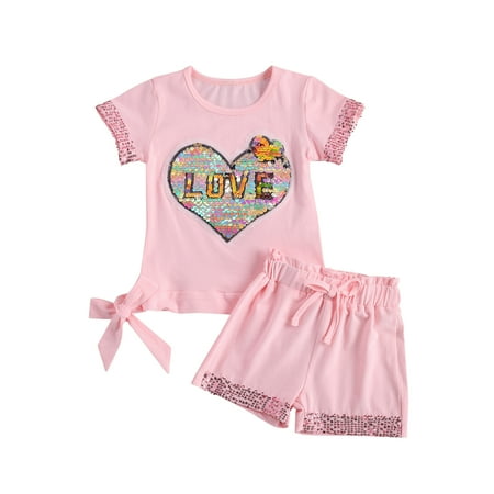 One opening 2Pcs Set Newborn Kids Baby Girls Heart sequins Print Short Sleeve Tops and Shorts Outfits Summer Clothes set
One opening 2Pcs Set Newborn Kids Baby Girls Heart sequins Print Short Sleeve Tops and Shorts Outfits Summer Clothes set