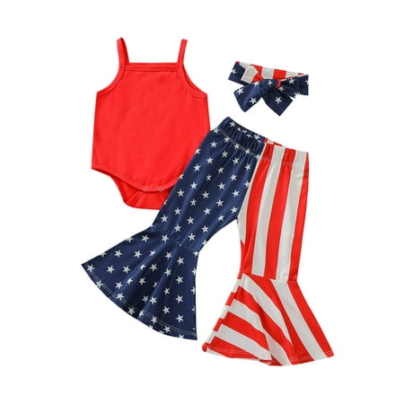 BIZIZA Baby Girl Outfit Star Stripe Print Bodysuit Print Sleeveless 3-Piece Summer Flare Pants Headwear for 0-2Y Toddler Red 100
BIZIZA Baby Girl Outfit Star Stripe Print Bodysuit Print Sleeveless 3-Piece Summer Flare Pants Headwear for 0-2Y Toddler Red 100