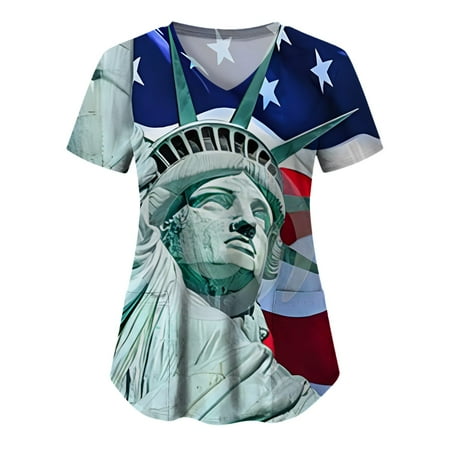 Baocc scrub tops Womens Casual Independence Day V Neck Print Short Sleeve Pocket TopPocket Top T Shirt nursing tops V-Neck Print
Baocc scrub tops Womens Casual Independence Day V Neck Print Short Sleeve Pocket TopPocket Top T Shirt nursing tops V-Neck Print