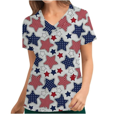 Up to 30% off Clearance! Zanvin Women Scrub Tops Womens Summer Tops Independence Day V-Neck Casual Short Sleeve Printed Pockets Tops Blouse Uniform Gray L
Up to 30% off Clearance! Zanvin Women Scrub Tops Womens Summer Tops Independence Day V-Neck Casual Short Sleeve Printed Pockets Tops Blouse Uniform Gray L