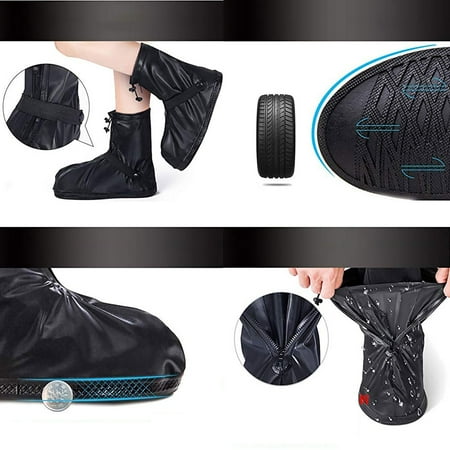MIARHB Wraparound Thicker Sole Rainproof Shoe Cover Black Rainproof Shoe Cover