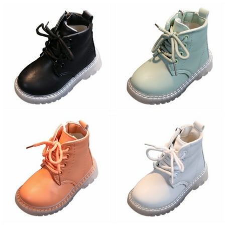 Baby Boys Girls British Style Boots with Soft Soles and Non-slip Zipper