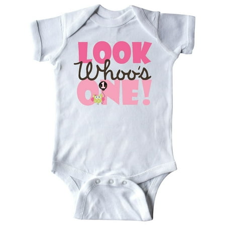 Inktastic Look Who Is One Owl Gift Baby Girl Bodysuit