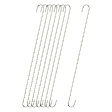 Uxcell S Hanging Hooks 20inch(500mm) Extra Long Steel Hanger Matt Silver 8Pack
