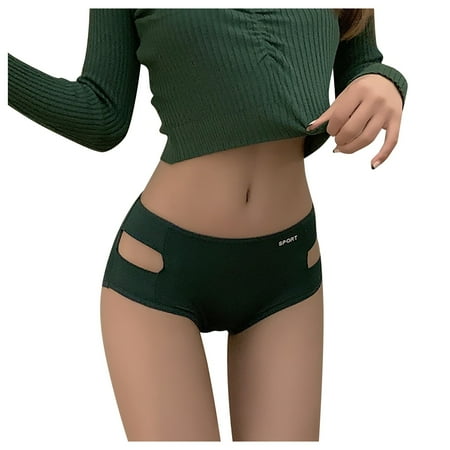 KaLI_store Underwear Women Womens Underwear Briefs Mid Rise Ladies Soft Stretch Panties Lace Hipster Breathable Underpants Green L