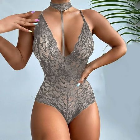 Knosfe Deep V Lingerie Babydoll for Women Sleepwear Lace Halter Bodysuit Sexy One-Piece See Through Teddy
Knosfe Deep V Lingerie Babydoll for Women Sleepwear Lace Halter Bodysuit Sexy One-Piece See Through Teddy