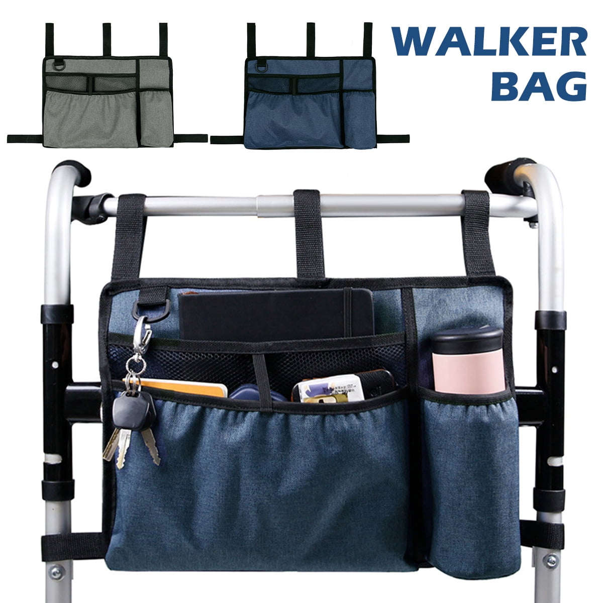 Gustve Walker Bag With Cup Holder Large Capacity Storage Pouch