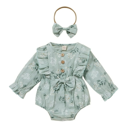 Onesie Baby Jumpsuit Sleeve Ruffles Baby Printed Long Romper Floral Bodysuit Headbands Girls Romper Jumpsuit Kid Child Fashion Baby jumpsuits
Onesie Baby Jumpsuit Sleeve Ruffles Baby Printed Long Romper Floral Bodysuit Headbands Girls Romper Jumpsuit Kid Child Fashion Baby jumpsuits