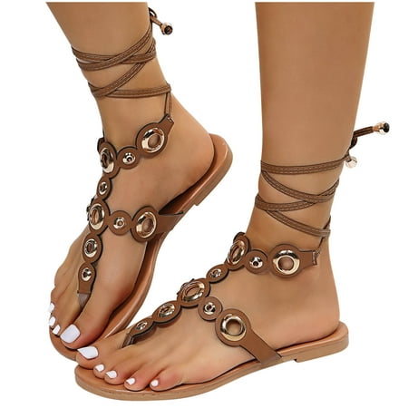 Lace Up Women Girls Sandals - Open Toe Wrap Ankle Strap Flat Slide Sandals - Comfortable Slip On Thong Strappy Spring Summer Shoes.
Lace Up Women Girls Sandals - Open Toe Wrap Ankle Strap Flat Slide Sandals - Comfortable Slip On Thong Strappy Spring Summer Shoes.