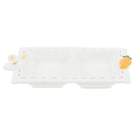 Sub-grid Plate Ceramic Plate Food Storage Plate Breakfast Tray Cartoon Plate