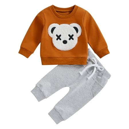 Wallarenear Baby Boys Sweatsuit Fall Winter Bear Print Pullover Tops Drawstring Jogger Pants
Wallarenear Baby Boys Sweatsuit Fall Winter Bear Print Pullover Tops Drawstring Jogger Pants