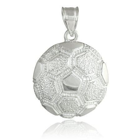 10k White Gold Sports Charm Textured Soccer Ball Pendant