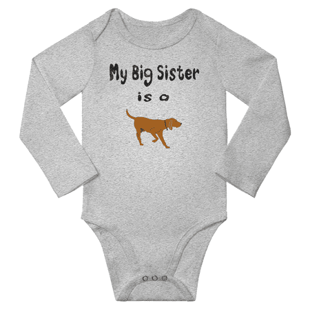 My Big Sister is a RedBone Coonhound Dog Cute Baby Long Sleeve Bodysuit Boy Girl (Gray 6-12M)
My Big Sister is a RedBone Coonhound Dog Cute Baby Long Sleeve Bodysuit Boy Girl (Gray 6-12M)