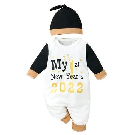 Newborn Baby Boy Clothes Infant Boy Outfits Long Sleeve Romper Letter Print One Piece Jumpsuit Hat 2PCS Clothing Set Black 18-24 Months
Newborn Baby Boy Clothes Infant Boy Outfits Long Sleeve Romper Letter Print One Piece Jumpsuit Hat 2PCS Clothing Set Black 18-24 Months