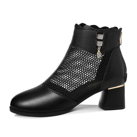 Women‘s Hollow Out Short Boots Rhinestone Pendant Side Zipper Shoes Breathable Chunky Low Heels
Women‘s Hollow Out Short Boots Rhinestone Pendant Side Zipper Shoes Breathable Chunky Low Heels