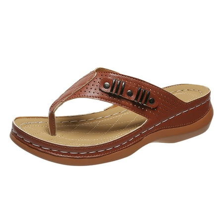 Mortilo Ladies Fashion Summer Solid Color Hollow Car Seam Wedge Beach Flip Flops Pu sandals for Women Brown
Mortilo Ladies Fashion Summer Solid Color Hollow Car Seam Wedge Beach Flip Flops Pu sandals for Women Brown