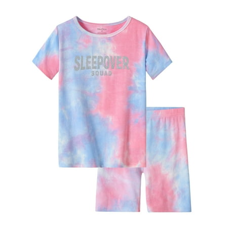 Sleepover Pajama Set for Girls Cotton Snug-fit Summer Short PJS Jammies Size 12