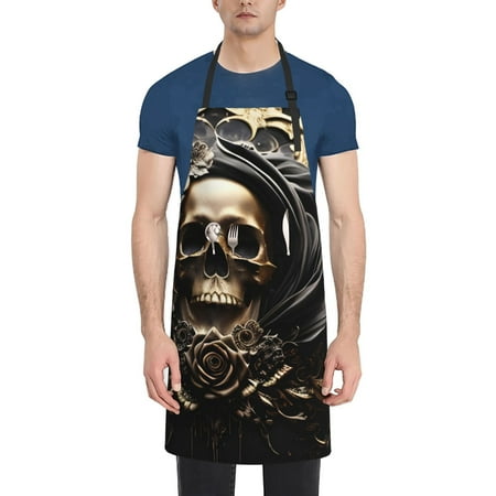 Xecao Gold Rose Skull Print Kitchen Cooking Aprons Waterproof Adjustable Bib Aprons with 2 Pockets for Women Men Chef
Xecao Gold Rose Skull Print Kitchen Cooking Aprons Waterproof Adjustable Bib Aprons with 2 Pockets for Women Men Chef