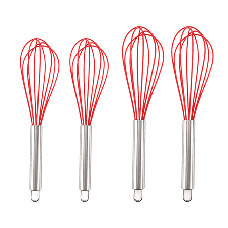 Heat Resistant Kitchen Whisks for Cooking Non Stick Cookware Perfect for Blending Whisking Beating 2 Pieces of 8 Inches + 2 Pieces of 10 Inches (Red)
Heat Resistant Kitchen Whisks for Cooking Non Stick Cookware Perfect for Blending Whisking Beating 2 Pieces of 8 Inches + 2 Pieces of 10 Inches (Red)