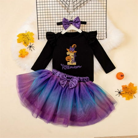 Hotiary Infant Toddler Halloween Outfits Halloween Elements Long Sleeved Jumpsuit Yarn Skirt and Hairband Set for Girls 1-18M
Hotiary Infant Toddler Halloween Outfits Halloween Elements Long Sleeved Jumpsuit Yarn Skirt and Hairband Set for Girls 1-18M