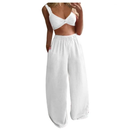 Tangnade the Lingerie Women Casual Solid Sleeveless Camis Tops+Long Pants 2 Piece Set White L
Tangnade the Lingerie Women Casual Solid Sleeveless Camis Tops+Long Pants 2 Piece Set White L