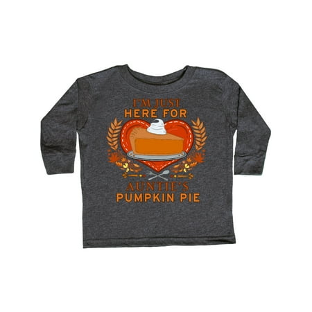 Inktastic I m Just Here for Auntie s Pumpkin Pie with Hearts Gift Toddler Boy or Toddler Girl Long Sleeve T-Shirt