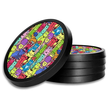Silicone Non-Slip Drink Coasters with Removable Printed Absorbent Felt Pad - Set of 4 - Colorful Cat Toss
Silicone Non-Slip Drink Coasters with Removable Printed Absorbent Felt Pad - Set of 4 - Colorful Cat Toss