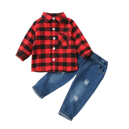 GYRATEDREAM Toddler Kids Little Boys Red Plaid Flannel Shirt Ripped Holes Denim Pants Outfit Set
GYRATEDREAM Toddler Kids Little Boys Red Plaid Flannel Shirt Ripped Holes Denim Pants Outfit Set