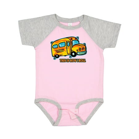 Inktastic How I Roll School Bus Gift Baby Boy or Baby Girl Bodysuit