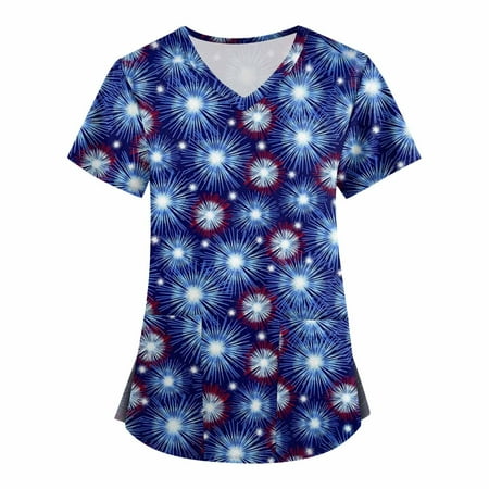TKing Fashion Women Plus Size Scrubs Top V-Neck Short Sleeve Printed Pockets Work Blouse for Women Royal Blue XL
TKing Fashion Women Plus Size Scrubs Top V-Neck Short Sleeve Printed Pockets Work Blouse for Women Royal Blue XL