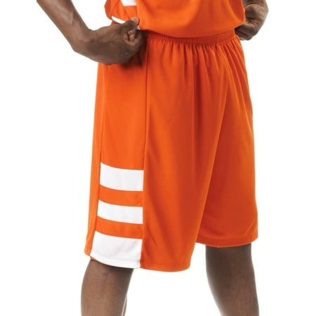 A4 Apparel N5334 Reversible Speedway 10 Inch Short - Orange/ White - Medium