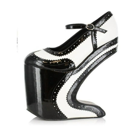 Ellie Shoes E-BP579-Aubrey 5 Heel Platform Shoes White/Black / 5