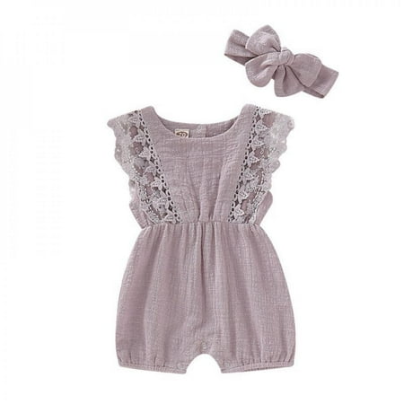 Clearance!!Baby Girls Lace Romper Set Ruffle Sleeve Solid Color Onesie with Headband
Clearance!!Baby Girls Lace Romper Set Ruffle Sleeve Solid Color Onesie with Headband