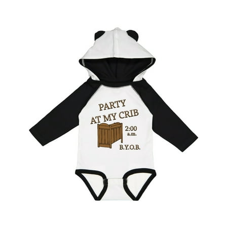 Inktastic Party at My Crib Gift Baby Boy or Baby Girl Long Sleeve Bodysuit