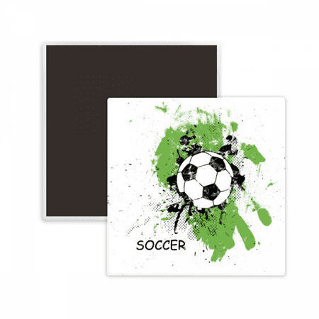 Play Soccer Football Sports Square Ceracs Fridge Magnet Keepsake Memento
