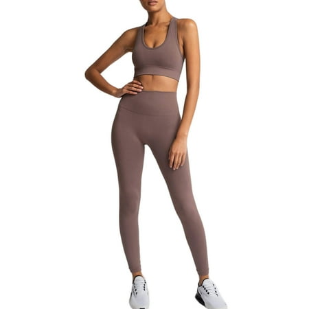 Women 2 Piece Workout Outfits Racerback Crop Top Bra High Waist Leggings Solid Color Seamless Knit Yoga Sport Tracksuit
Women 2 Piece Workout Outfits Racerback Crop Top Bra High Waist Leggings Solid Color Seamless Knit Yoga Sport Tracksuit